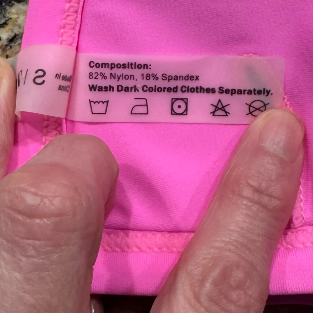 EUC‎ Zaful Pink Sequin Triangle Bikini Top Small Iridescent Mermaid Tie Back